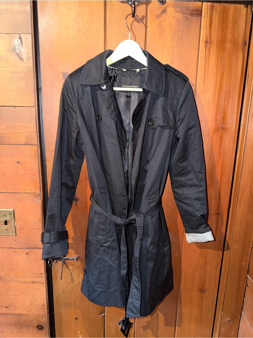 Banana Republic Black Double-Breasted Trench Coat